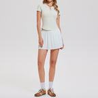 Women's Athletic Tennis Set Pleated Skirt & Polo Shirt Workout Set for Tennis Golf Pickleball