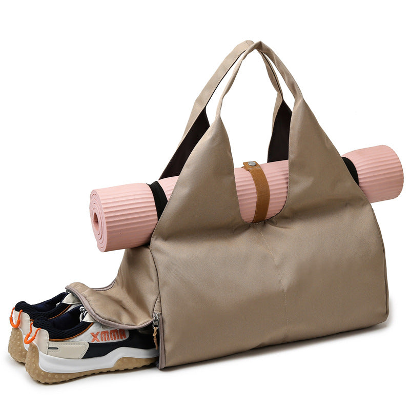 Women's Foldable Waterproof Gym Bag Large Hobo Tote with Shoe Pocket for Pilates Travel & Fitness